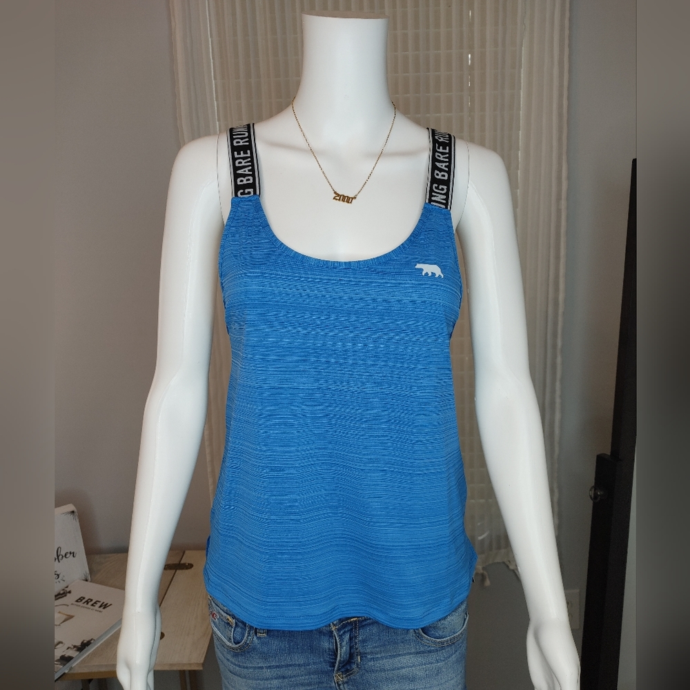 Running Bare Cosmic Cropped Womens Training Tank Top, BLUEJAY HTR 4/6